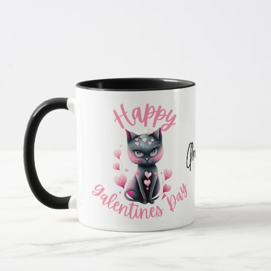 Joyeux Galentines Day Café noir et rose Mug (Gauche)