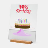 Joyeux gâteau d'anniversaire et bougies signe acry (Angle)