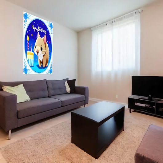 Joyeux gâteau wombat anniversaire | AI Art Poster