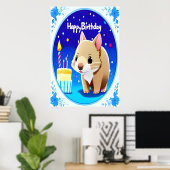 Joyeux gâteau wombat anniversaire | AI Art Poster (Bureau à domicile)