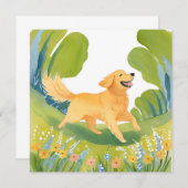 Joyeux Golden Retriever | Carte d'aquarelle (Devant / Derrière)