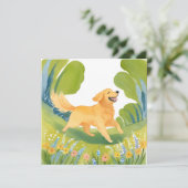 Joyeux Golden Retriever | Carte d'aquarelle (Debout devant)