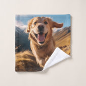 Joyeux Golden Retriever en cours (Gant de toilette)