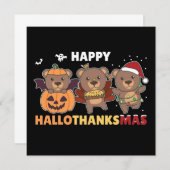Joyeux Hallothanksma des ours Noël Ours Invitation (Devant / Derrière)