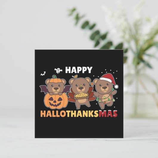 Joyeux Hallothanksma des ours Noël Ours Invitation (Debout devant)