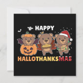 Joyeux Hallothanksma's Bears Noël Ours Invitation (Devant)