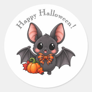 Joyeux Halloween Autocollant Rond Chauve-Souris et