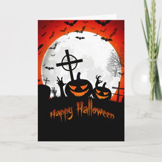 Joyeux Halloween carte de cimetière (Devant)