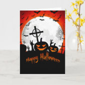Joyeux Halloween carte de cimetière (Fleur jaune)