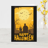 Joyeux Halloween carte de cimetière (Fleur jaune)