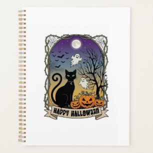 Joyeux Halloween Chat Noir Fantômes Citrouilles_1
