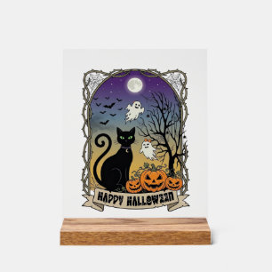 Joyeux Halloween Chat Noir Fantômes Citrouilles_1