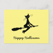 Joyeux Halloween, Chat Sur Invitation Broomstick (Devant)
