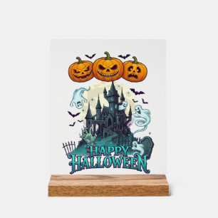 Joyeux Halloween Château Hanté Citrouilles Fantôme