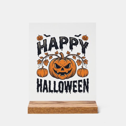 Joyeux Halloween Citrouille Design de Gravure Vint (Recto)