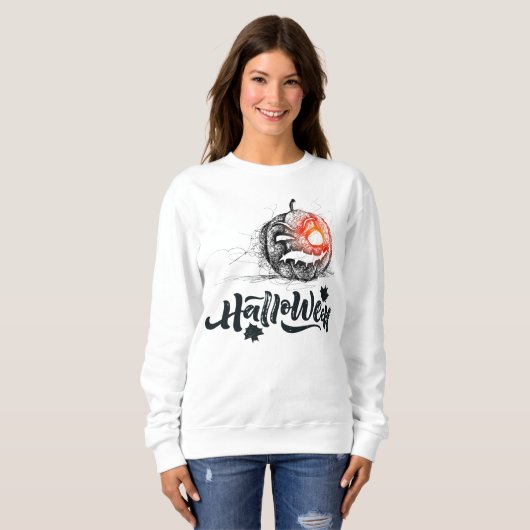 Joyeux Halloween citrouille effrayant Sweatshirt f (Devant entier)