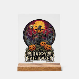 Joyeux Halloween Citrouille Magicien Cimetière Ple