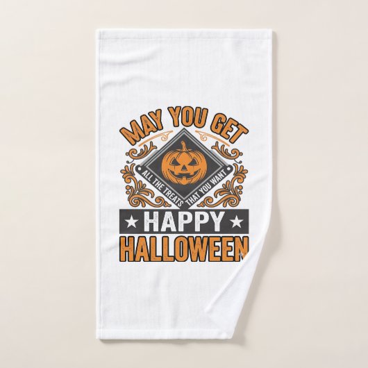 Joyeux Halloween Citrouille Traitements Vintage (Serviette à main)