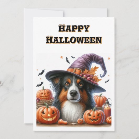 Joyeux Halloween de chien mignonne carte de vacanc (Devant)
