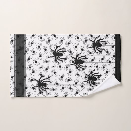Joyeux Halloween Déplaisant Crawly Spiders White B (Serviette à main)