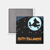 Joyeux Halloween Flying Witch and Monkey Magnet (Recto/Verso)
