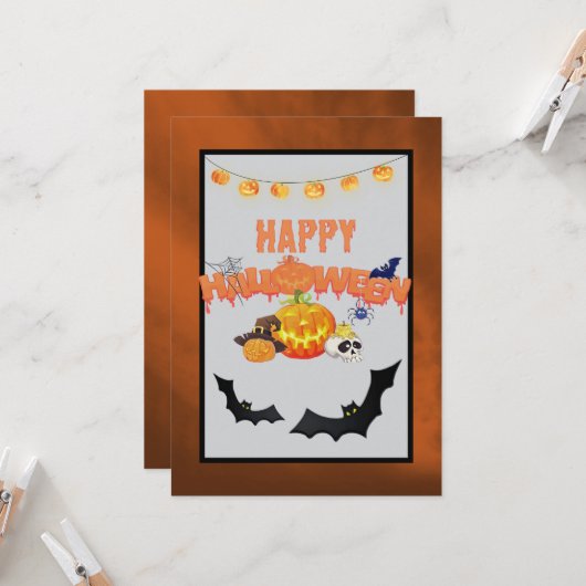 Joyeux Halloween Jack-o-Lantern et plus de carte (Devant/Arrière en situation)