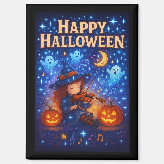 Joyeux Halloween mignon Magnet de sorcière musical (Recto)
