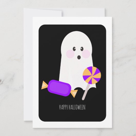 Joyeux Halloween Mignonne Carte de Candy Fantôme (Devant)