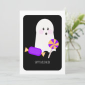 Joyeux Halloween Mignonne Carte de Candy Fantôme (Debout devant)