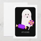 Joyeux Halloween Mignonne Carte de Candy Fantôme (Devant / Derrière)