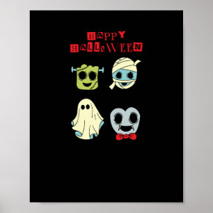 Joyeux Halloween Mignons Monstres Affiche murale n