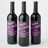 Joyeux Halloween, Nom, Blanc Violet 6 Étiquettes d (Bouteilles)