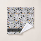 Joyeux Halloween Random Iconic Motif Grunge Gris (Gant de toilette)