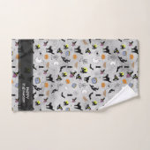 Joyeux Halloween Random Iconic Motif Grunge Gris (Serviette à main)