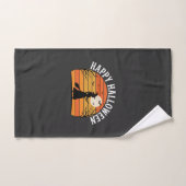 Joyeux Halloween Sorcière Coucher de soleil Design (Serviette à main)