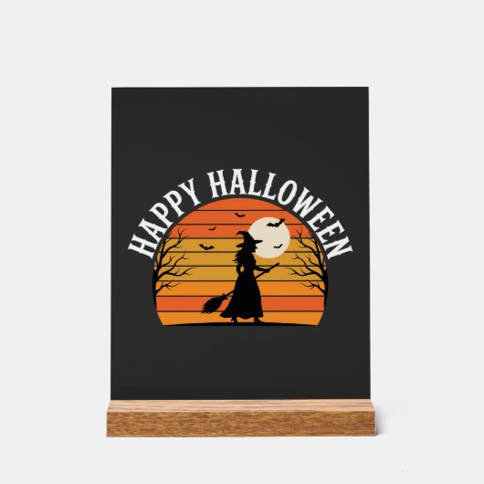 Joyeux Halloween Sorcière Coucher de soleil Design (Recto)