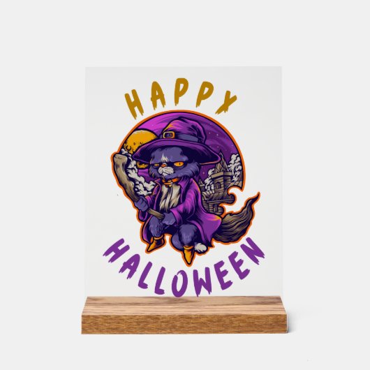 Joyeux Halloween Sorcière de Halloween Chat (Recto)
