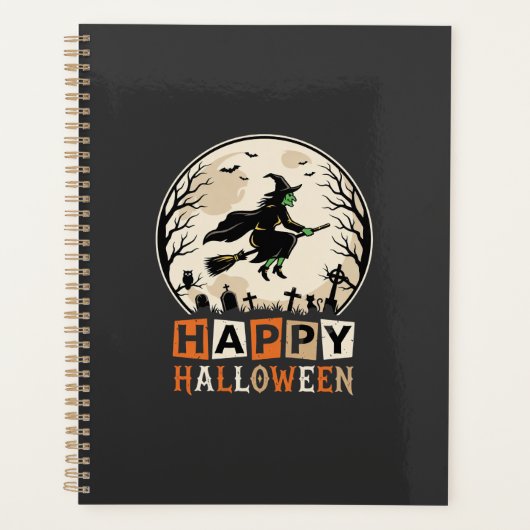 Joyeux Halloween Sorcière Lune Cimetière Conceptio (Devant)
