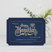 Joyeux Hanouka Carte Bleue et Or (Debout devant)