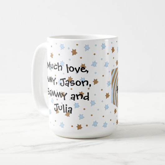 Joyeux Hanoukka/Chanukah Blue/Brown Star Mug (Devant gauche)