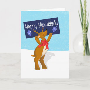 Joyeux Hanoukka Reindeer avec carte Hanoukka Sign