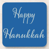 Joyeux Hanukkah dessous de verre argent Tekhelet B (Devant)
