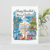 Joyeux Hanukkah Joyeux Noël Carte (Debout devant)