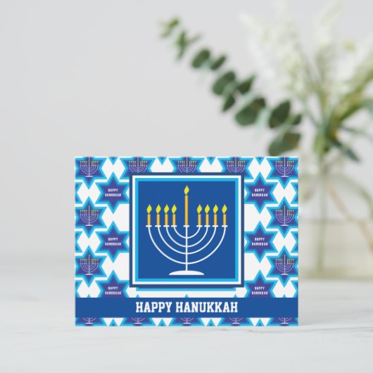 🕎 Joyeux Hanukkah, Menorah, Carte postale personn (Debout devant)