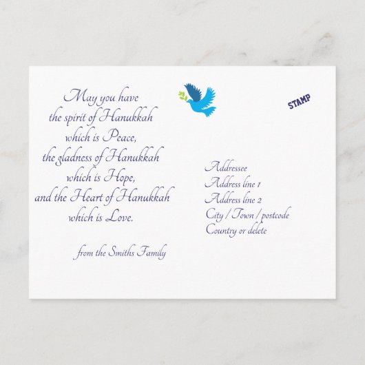 🕎 Joyeux Hanukkah, photo personnalisée, Carte per (Dos)