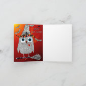 Joyeux hibou d'Halloween sur une carte de voeux de (Intérieur)
