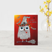 Joyeux hibou d'Halloween sur une carte de voeux de (Fleur jaune)