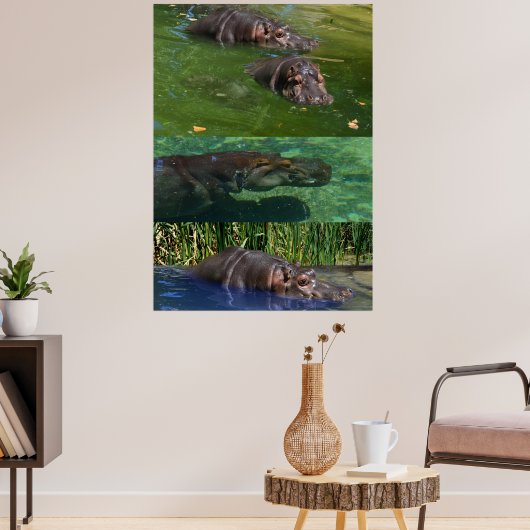 Joyeux Hippopotames Dans Un Étang, Poster (Salon 3)