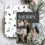Joyeux hiver 3 Photo Aquarelle Noire moderne<br><div class="desc">Cette année, faites savoir à vos amis et à votre famille que vous vous souciez de la carte de Noël Winter Merry 3 Photo Modern Black Watercolor. Non seulement il est élégant et à jour, mais il a assez d'espace pour vous pour inclure trois de vos souvenirs préférés de l'année...</div>