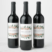 Joyeux hiver floral moderne étiquette de vin de no (Bouteilles)